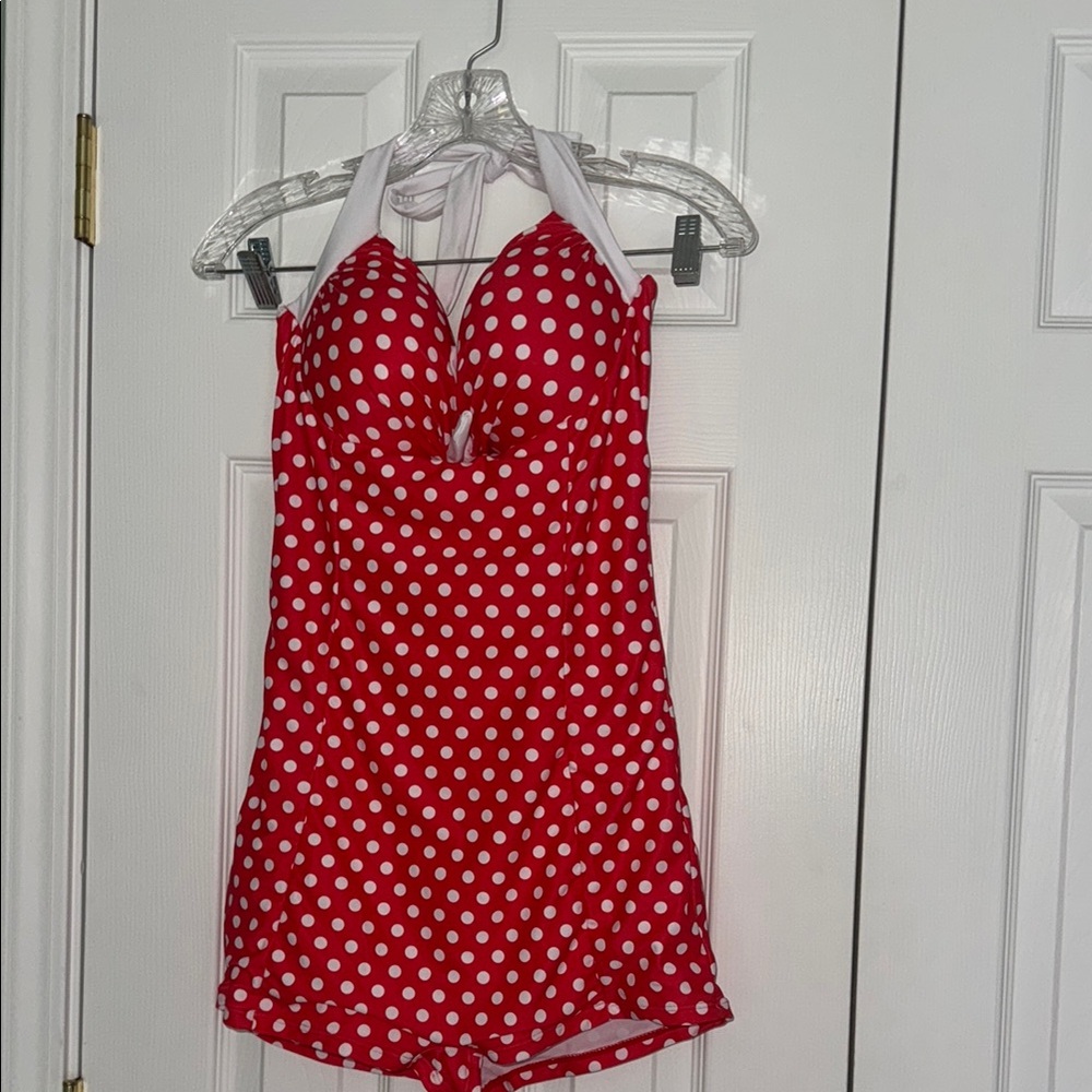 Chic Red Polka Dot One Piece Swimsuit